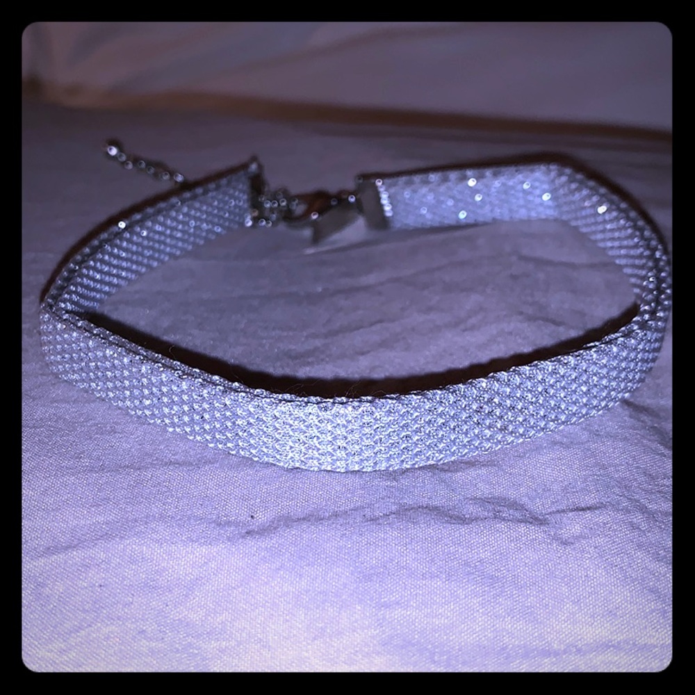 Silver glitter choker